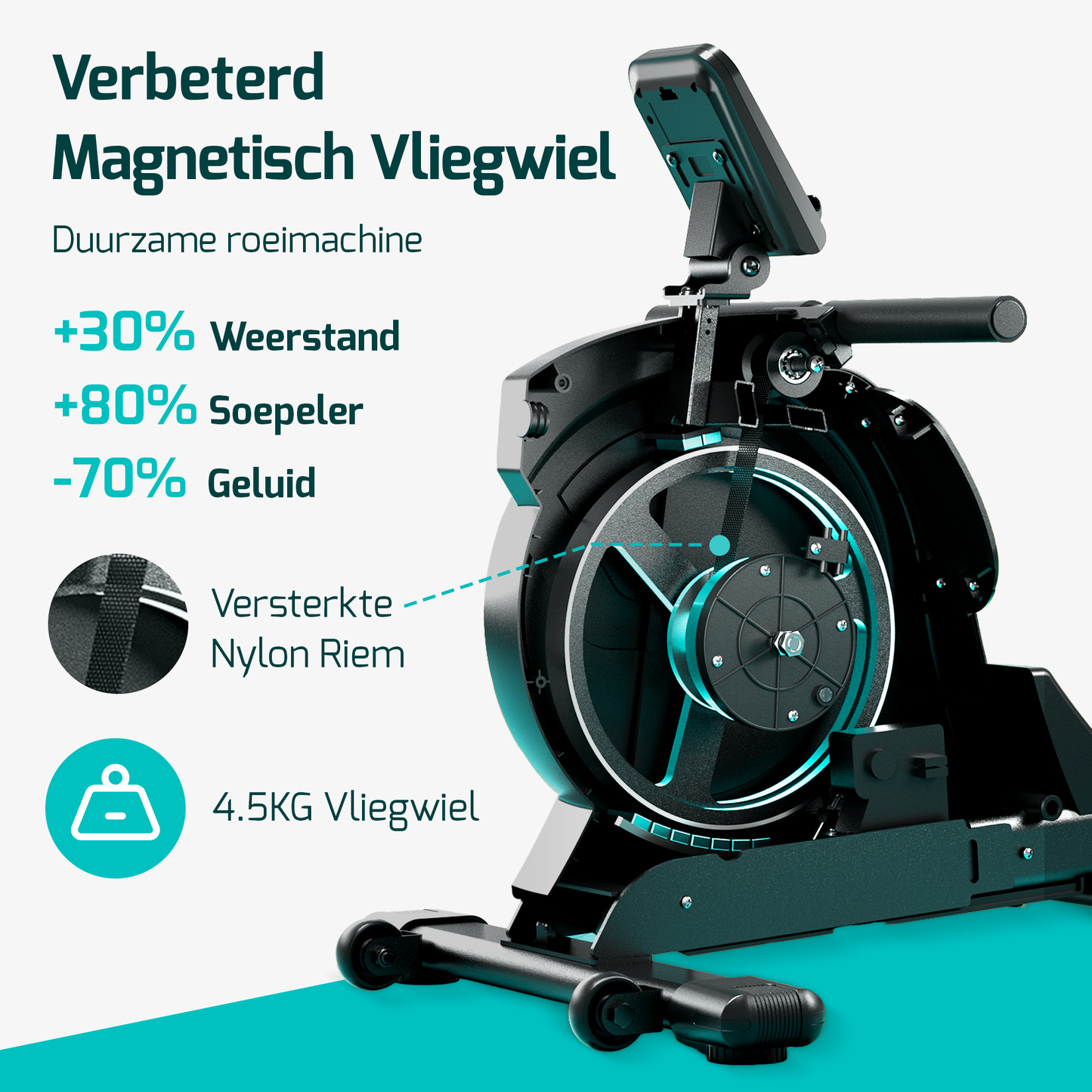 Roeimachine met verstelbare weerstand en ergonomisch ontwerp, ideaal voor een effectieve workout thuis.