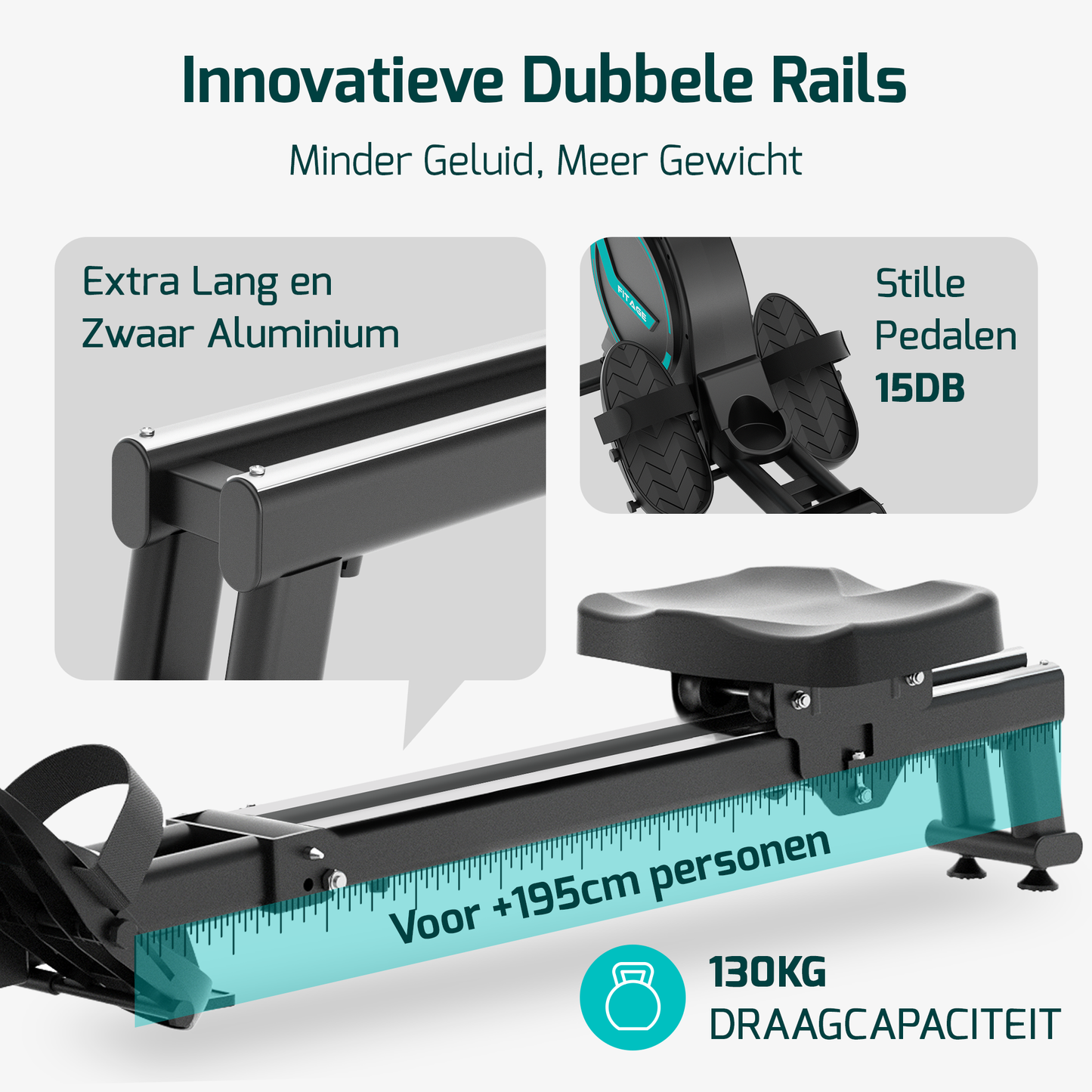 Roeimachine met stevige constructie en instelbare weerstand, ideaal voor een full-body workout.