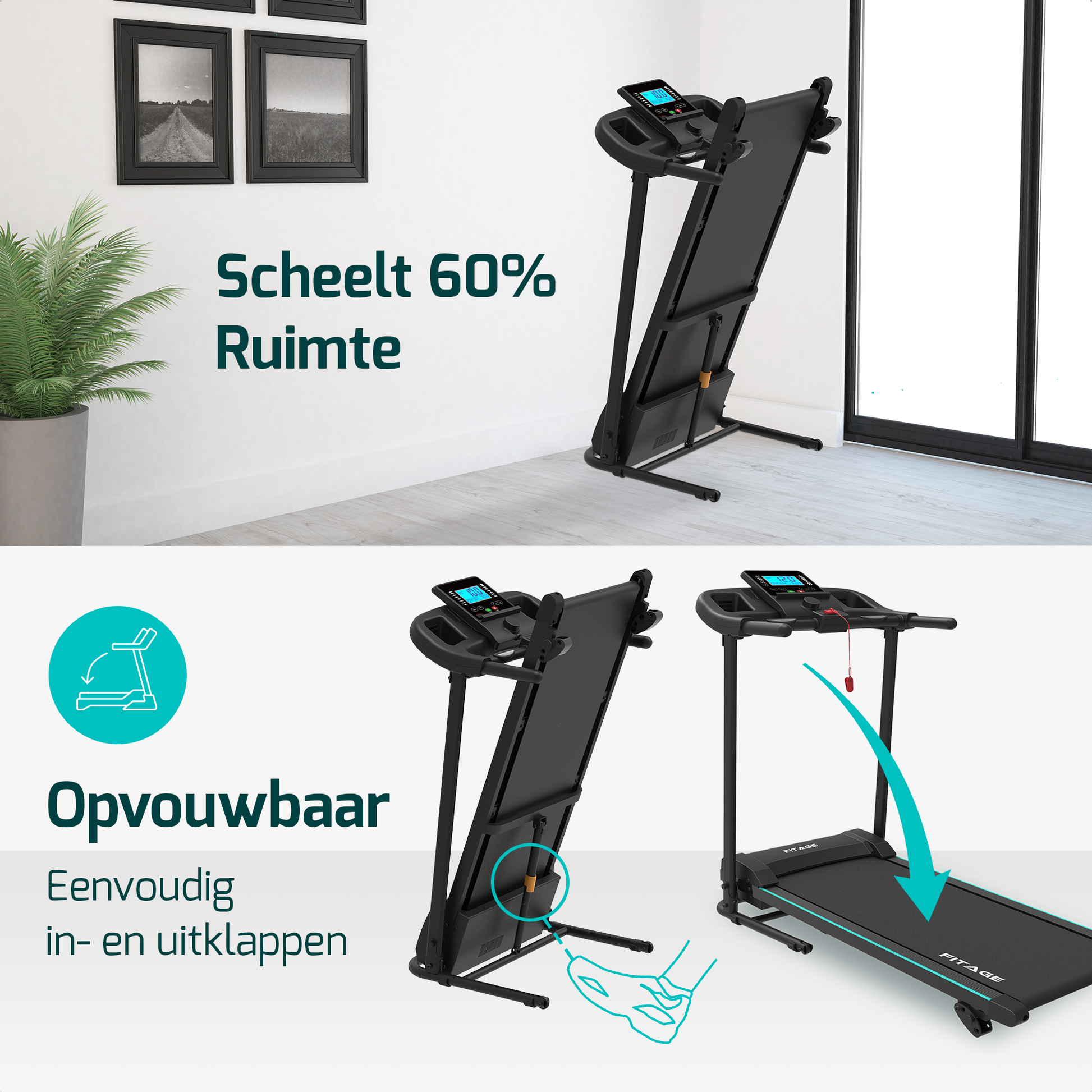 Loopband voor thuisgebruik, ideaal voor wandelen en fitnessoefeningen in een comfortabele omgeving.