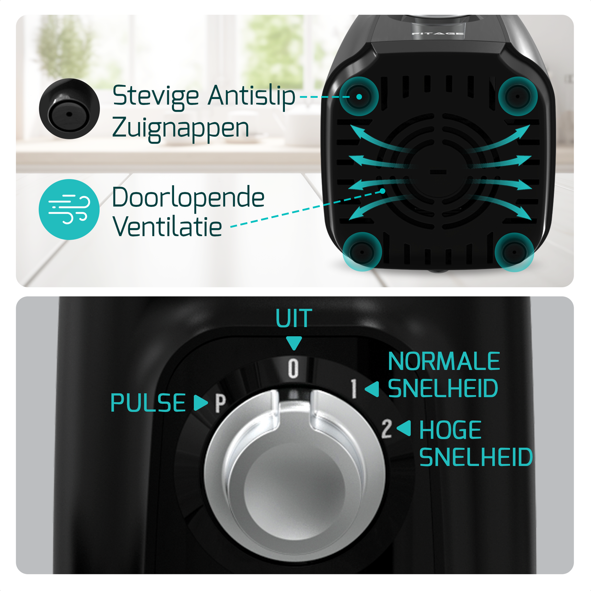 Een gebruiksvriendelijke smoothie maker met een eenvoudig bedieningspaneel en een stevige basis voor stabiliteit.