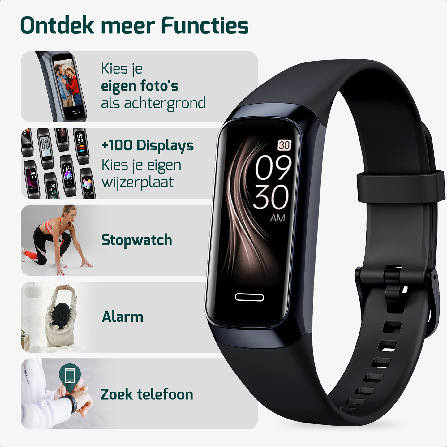 Activiteitstracker met een kleurrijk display voor het volgen van je dagelijkse activiteiten.