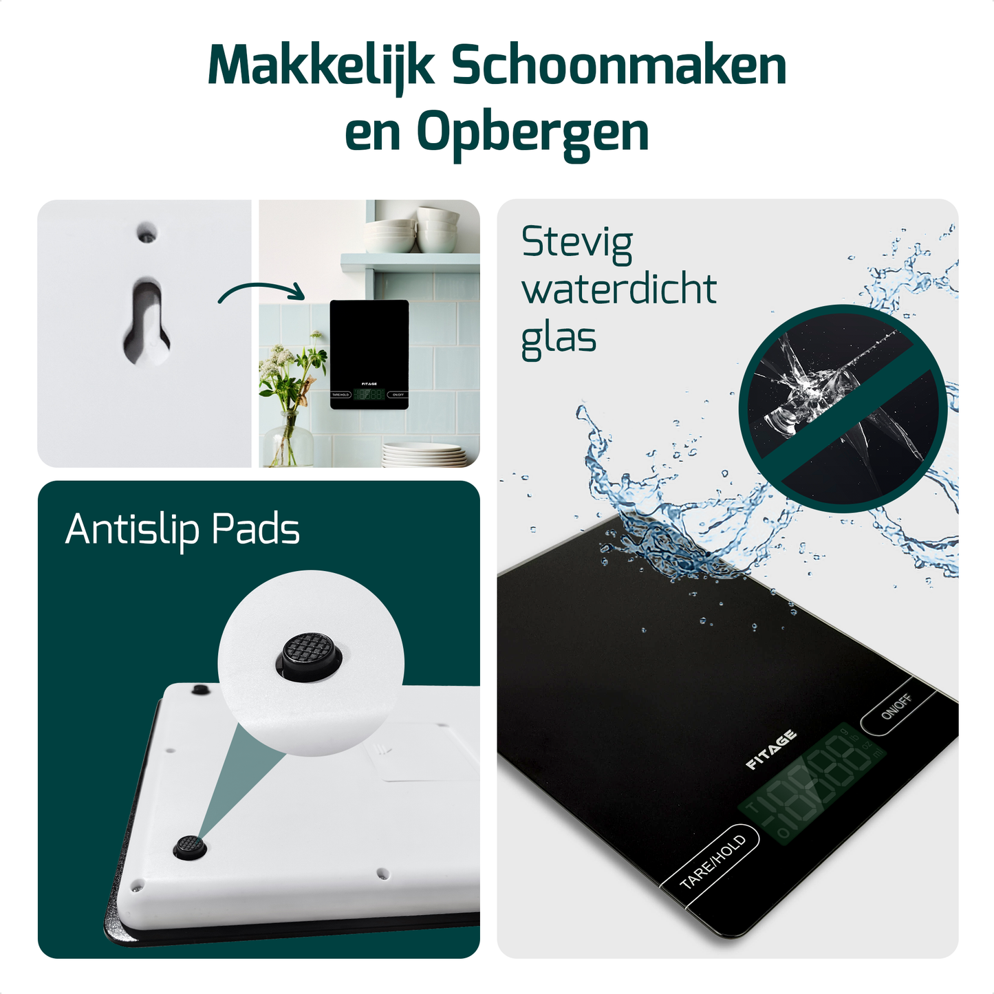 Digitale keukenweegschaal met een overzichtelijk scherm, ontworpen voor nauwkeurige metingen in de keuken.