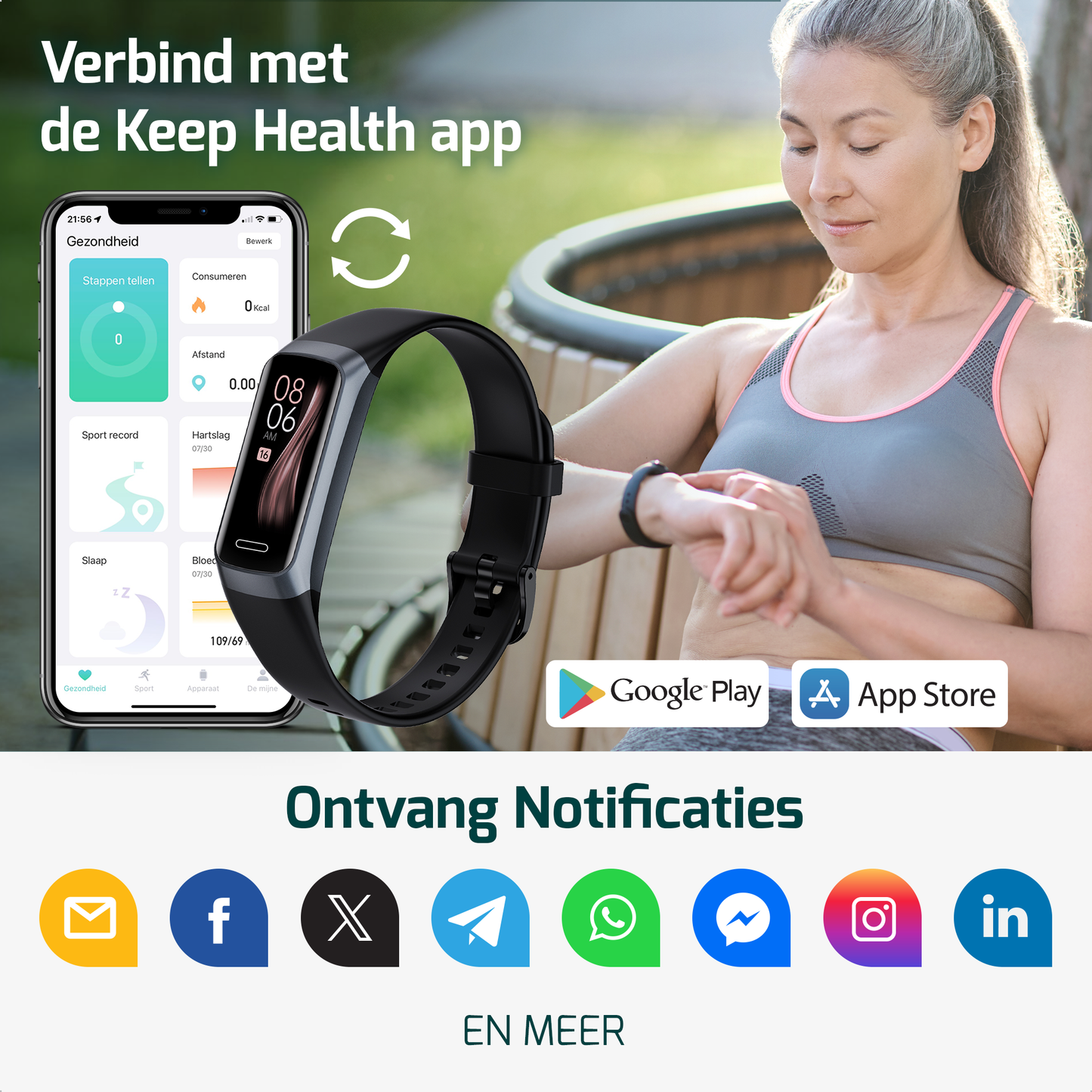 Activity tracker smartwatch voor dames en heren, ideaal voor het bijhouden van stappen en het verbeteren van je gezondheid.