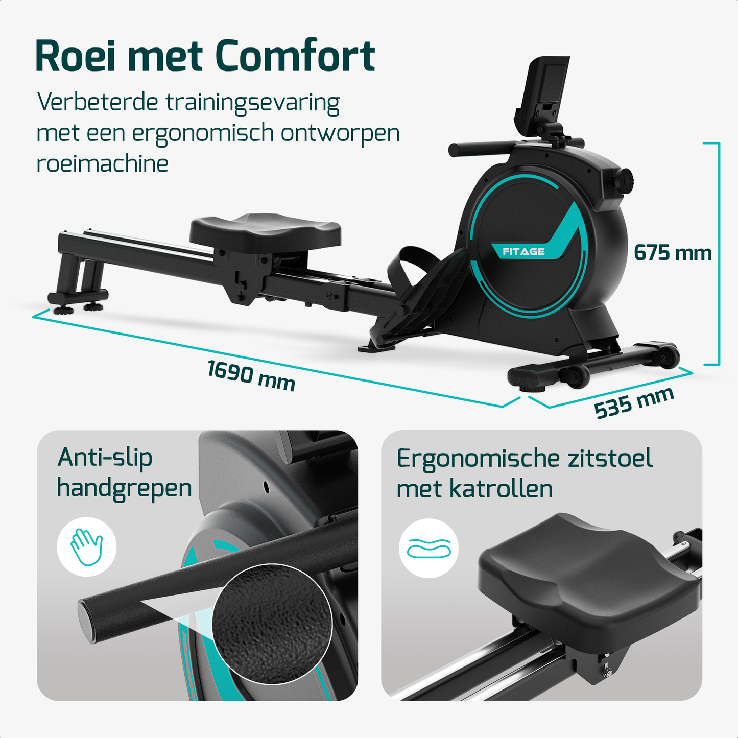 Roeimachine met gebruiksvriendelijke functies, perfect voor het verbeteren van uithoudingsvermogen en kracht.