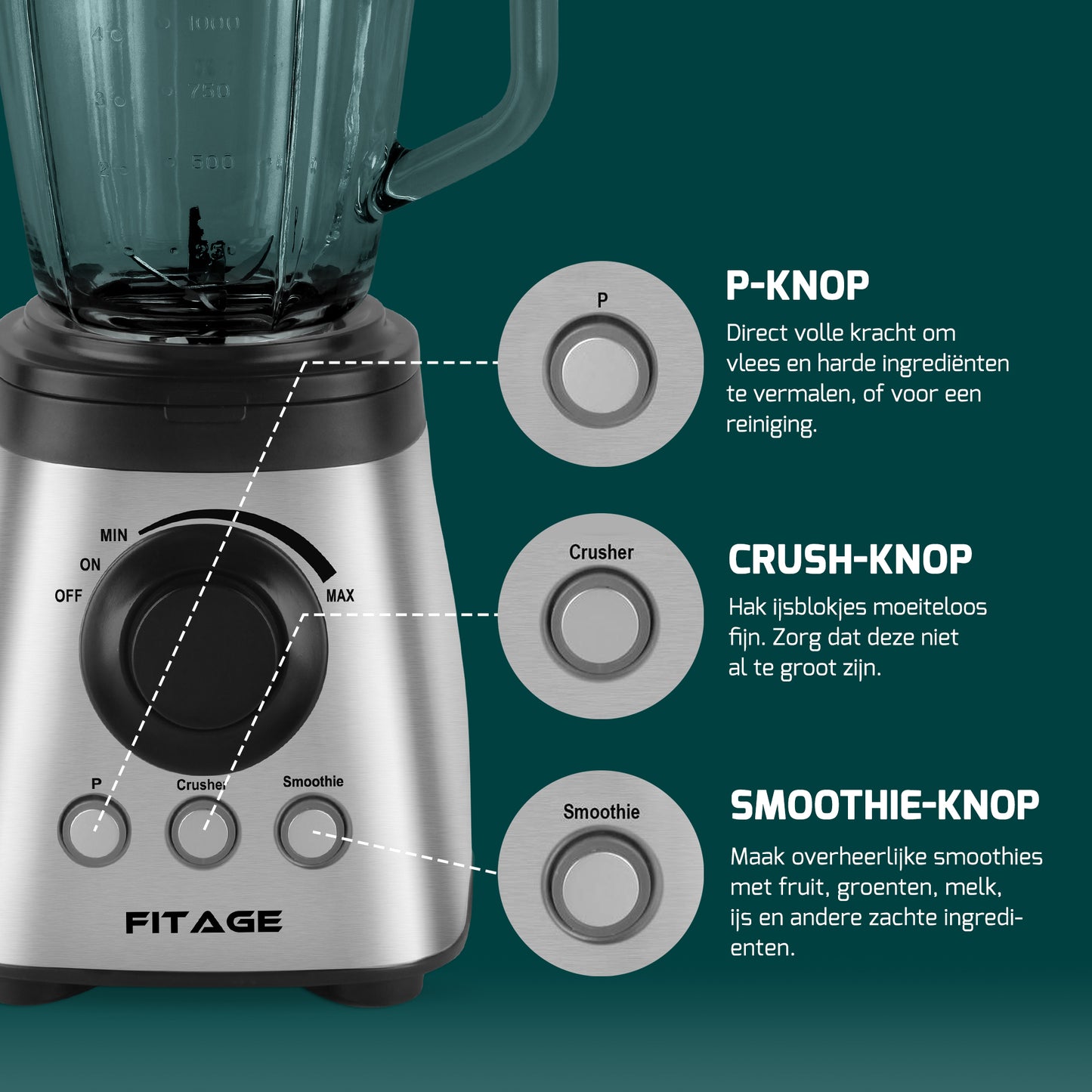 Keukenblender met verschillende snelheidsinstellingen, klaar voor gebruik in een gezellige keuken.