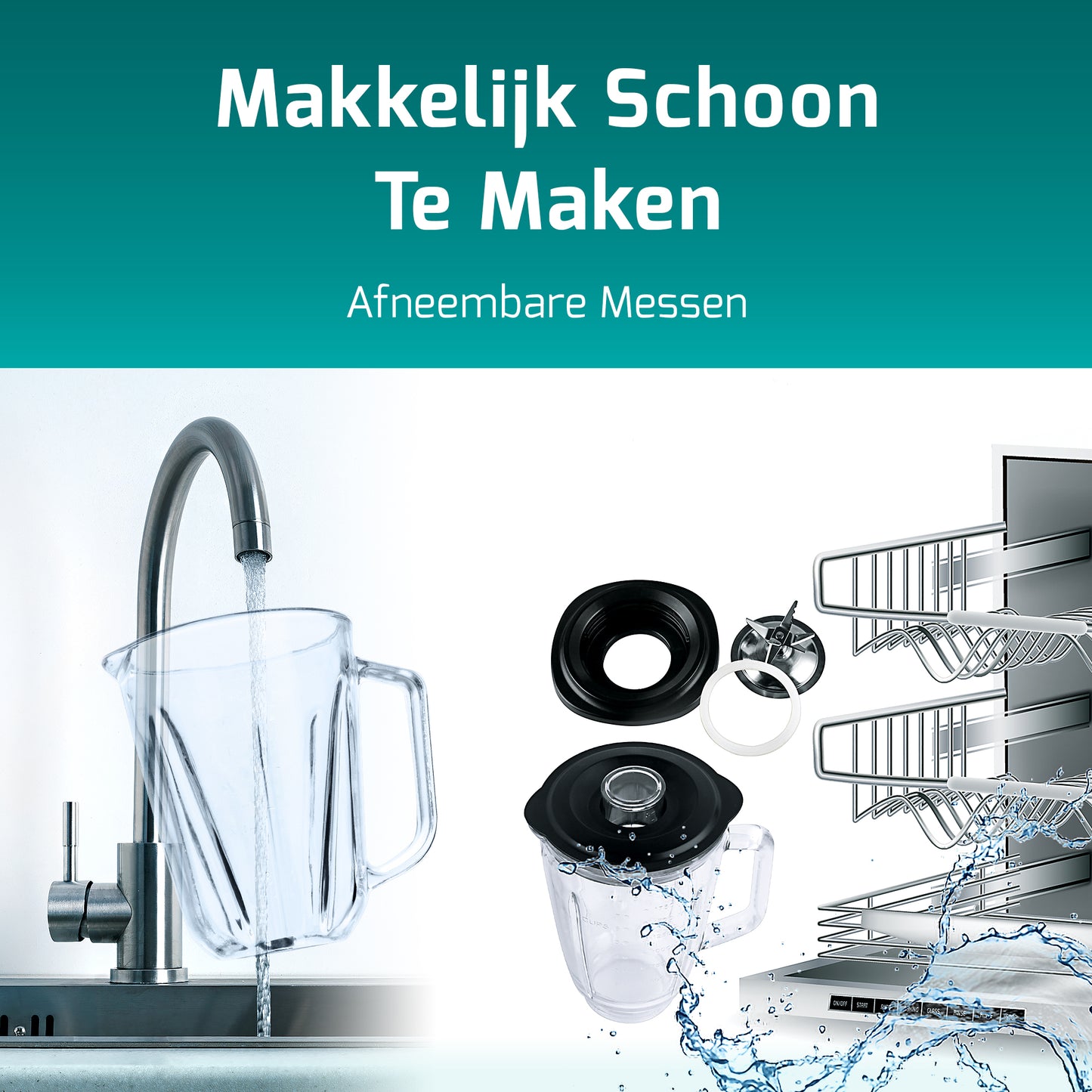 Stijlvolle blender op een aanrecht, perfect voor het bereiden van maaltijden en snacks.