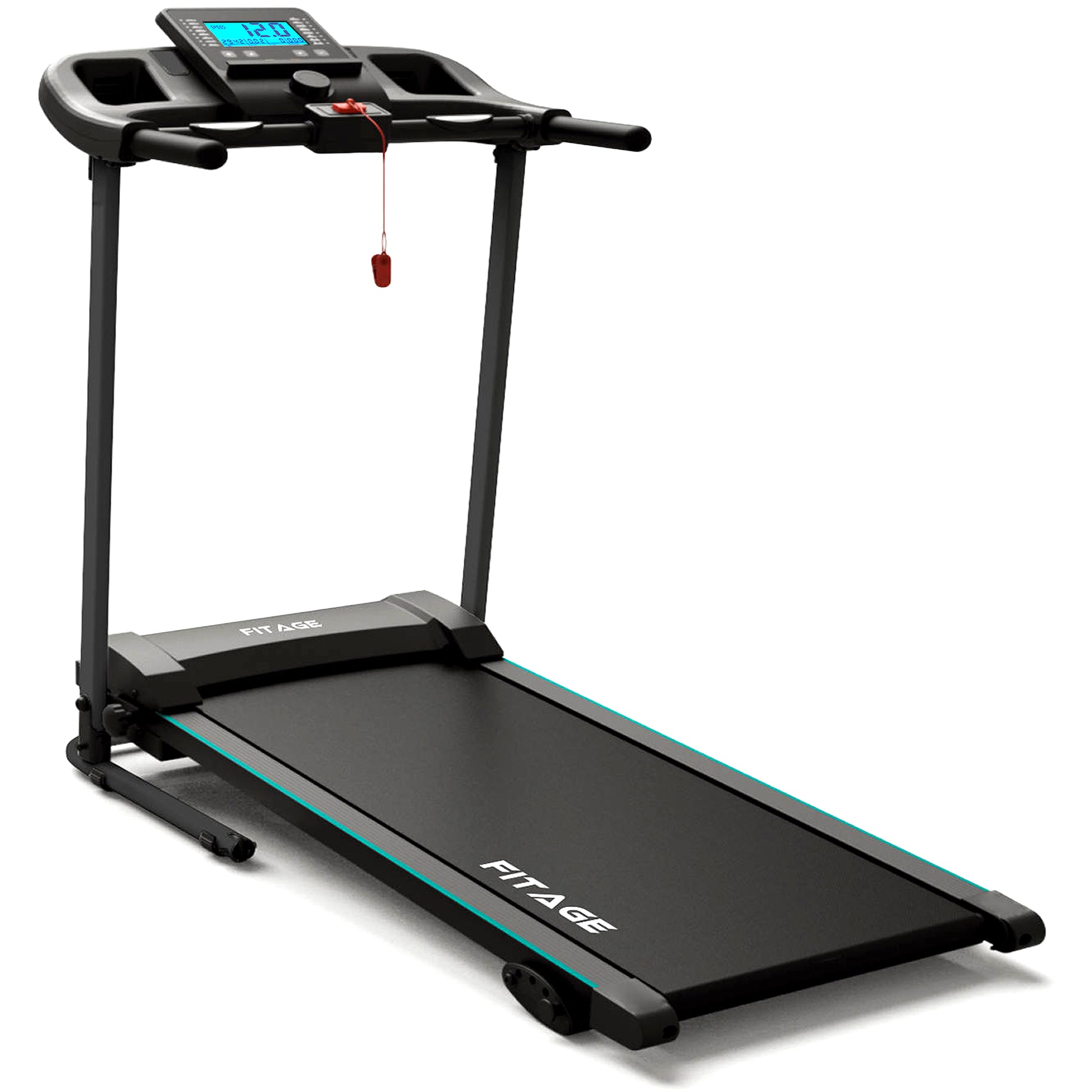 Elektrische loopband met 12 km/u en 4 hellingsniveaus voor thuiswandelen en fitness.