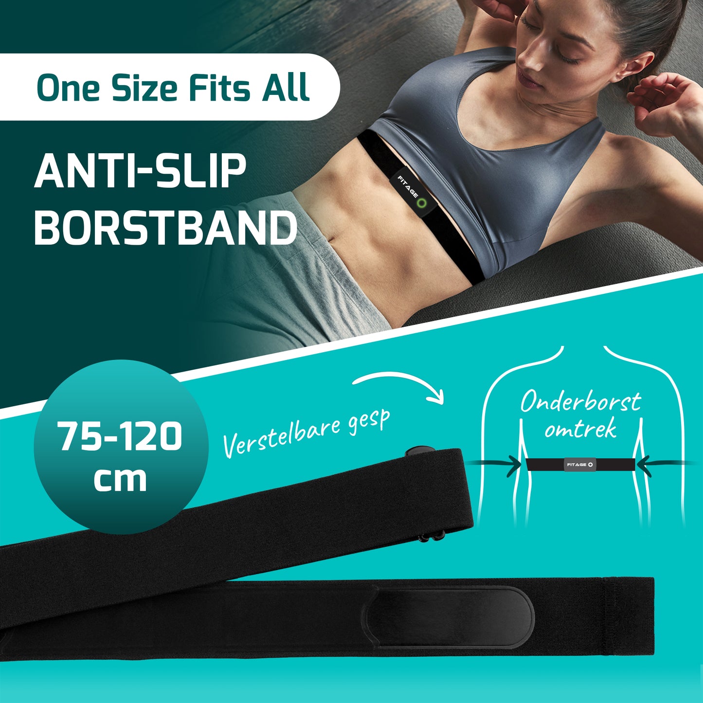HRM-DUAL hartslagmonitor met Bluetooth en ANT+ sensor, voorzien van een oplaadbare batterij voor gebruiksgemak.