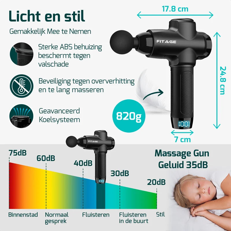 Massagegun met 12 opzetstukken voor een veelzijdige massage-ervaring, ideaal voor sporters en ontspanning thuis.