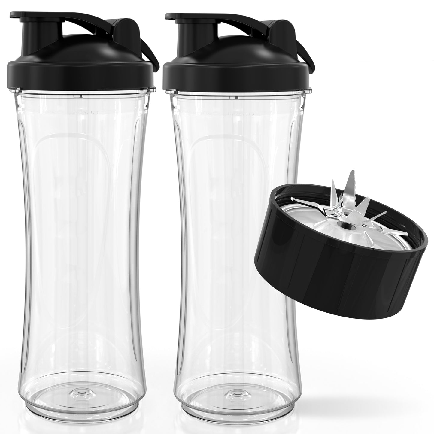 Smoothie blender met bekers en mesblok, ideaal voor het maken van gezonde smoothies en shakes.