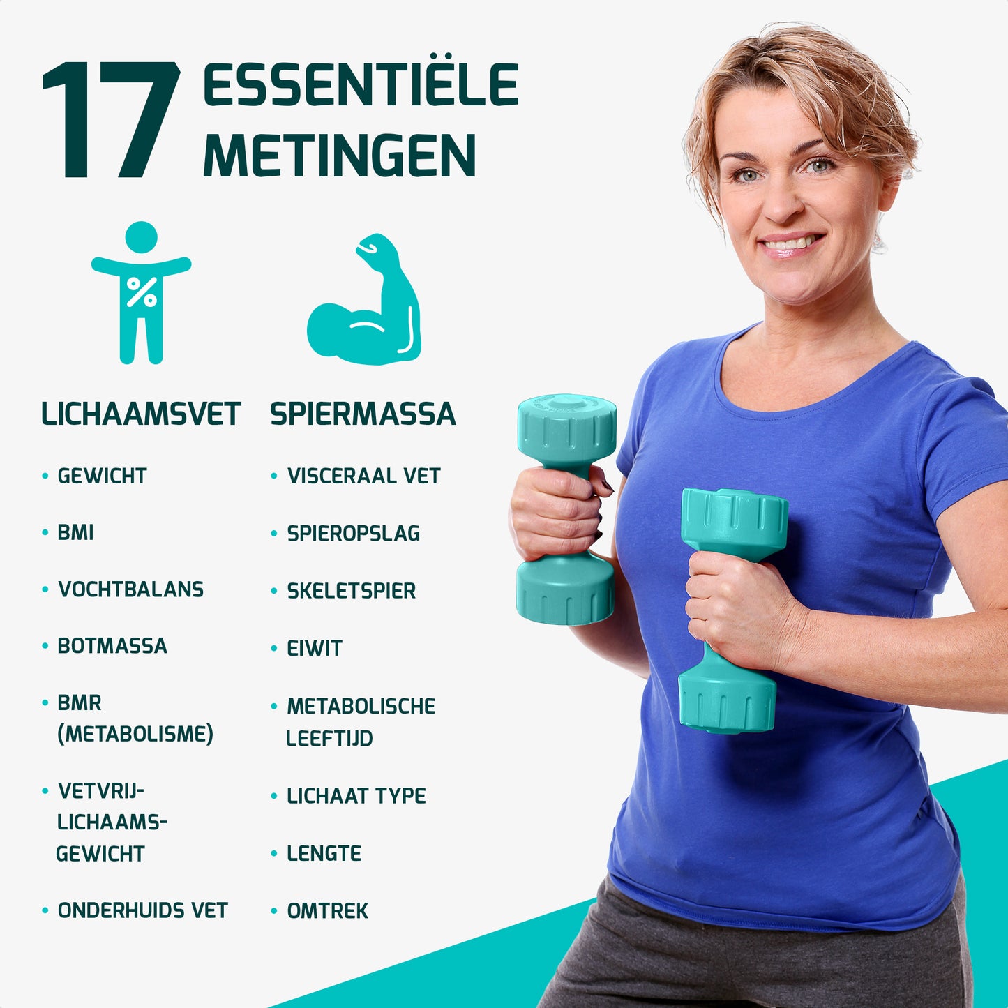 Personenweegschaal LED - Weegschaal met 17x Lichaamsanalyse - Vetpercentagemeter - FITAGE App