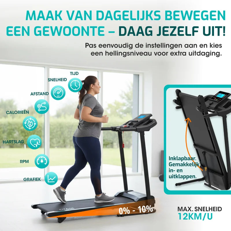 Loopband - 12km/u met 4 Incline Levels