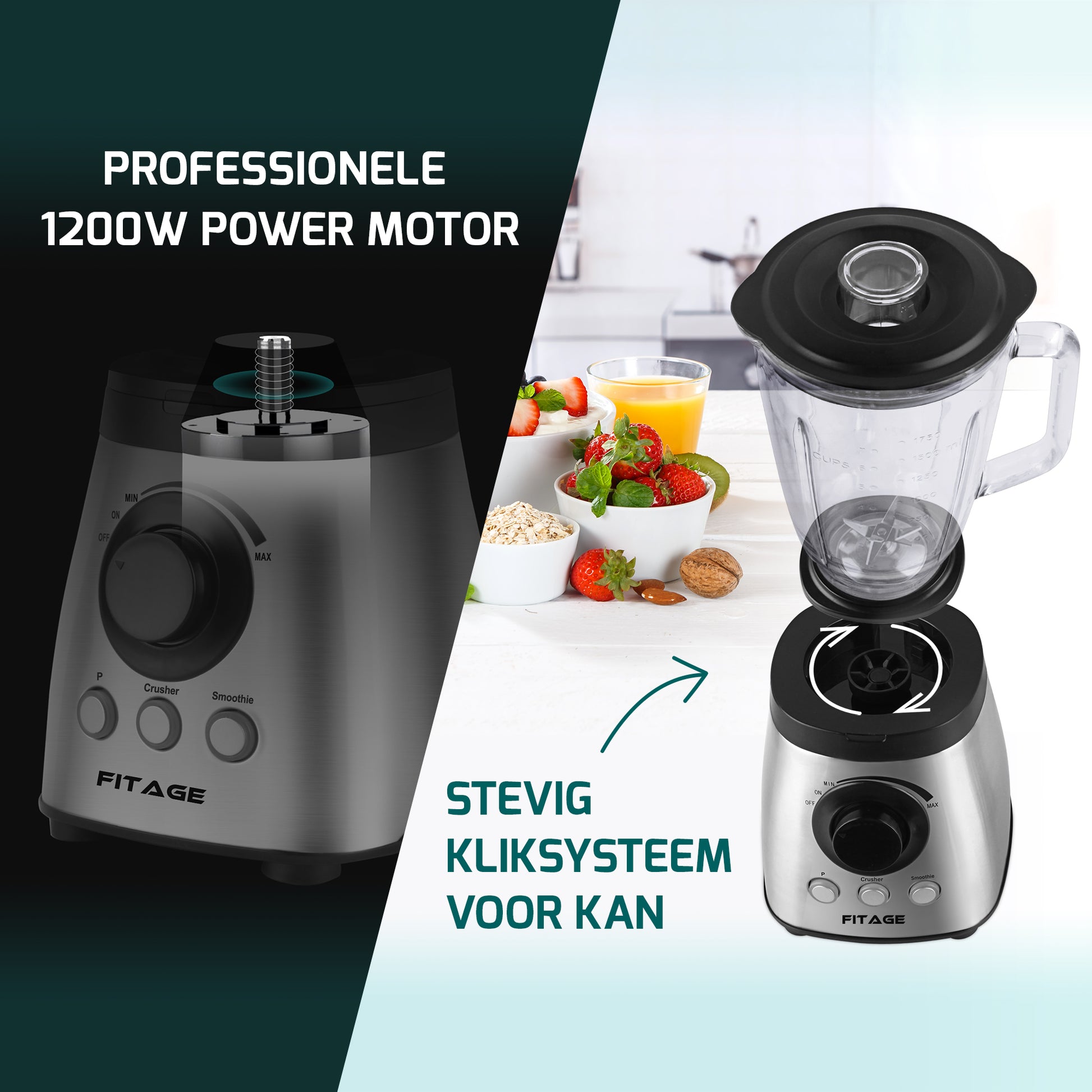 Keukenblender met een krachtige motor, ideaal voor het maken van gezonde dranken.