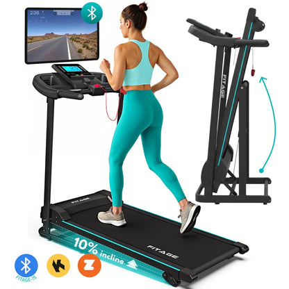 Elektrische loopband met 12 km/u en 4 hellingsniveaus voor thuiswandelen en fitness.